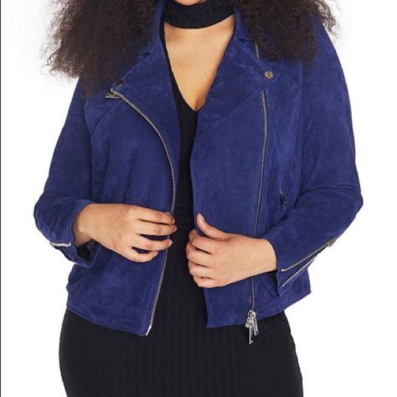 Rebel Wilson X Angels Womens Plus Size Suede Moto Jacket